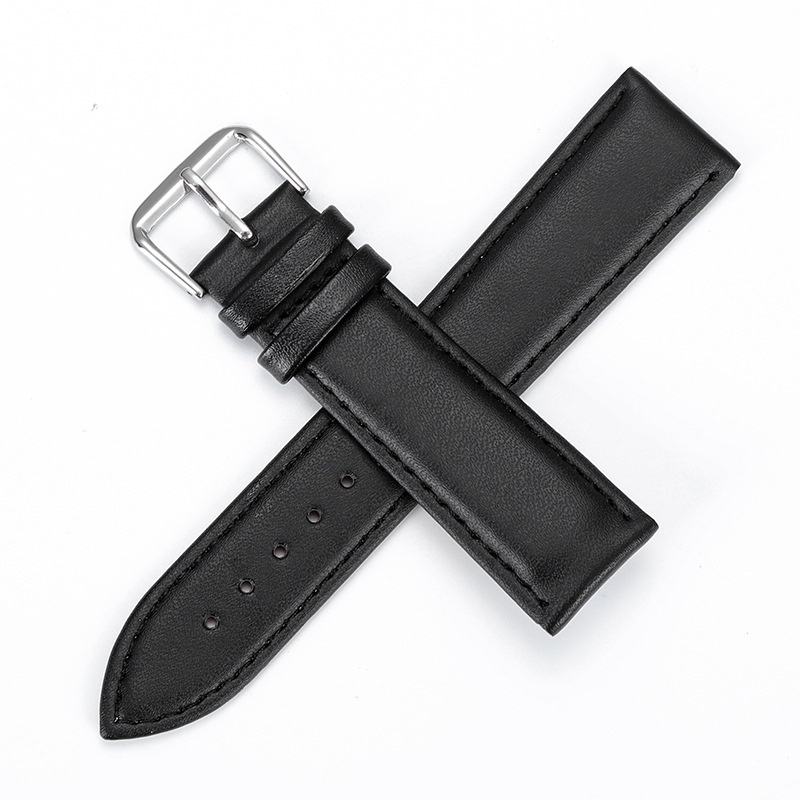 Dây Đeo Đồng Hồ Bằng Da Thật Mạ Bạc 14 16 18 19 20 21 22mm