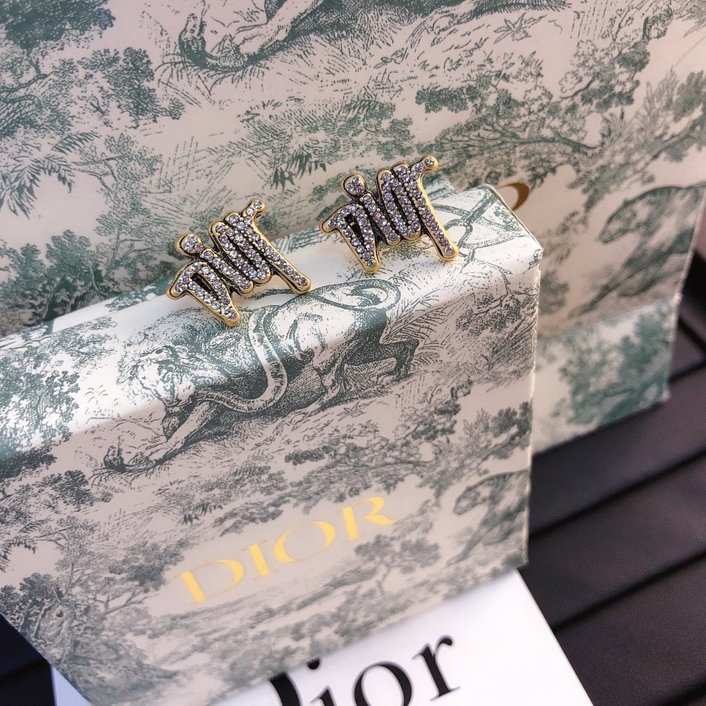 Khuyên Tai Tròn Bằng Thép Titan In Logo Dior Thời Trang Cho Nữ