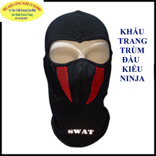 KHẨU TRANG TRÙM ĐẦU KIỂU NINJA Swat X2 Chất liệu vải siêu mềm mịn Co giãn Chống nắng Chống bụi Thương hiệu SWAT Cao cấp