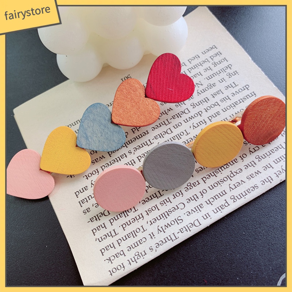 Kẹp Tóc Hình Tròn / Trái Tim Màu Sắc Ngọt Ngào Cho Nữ