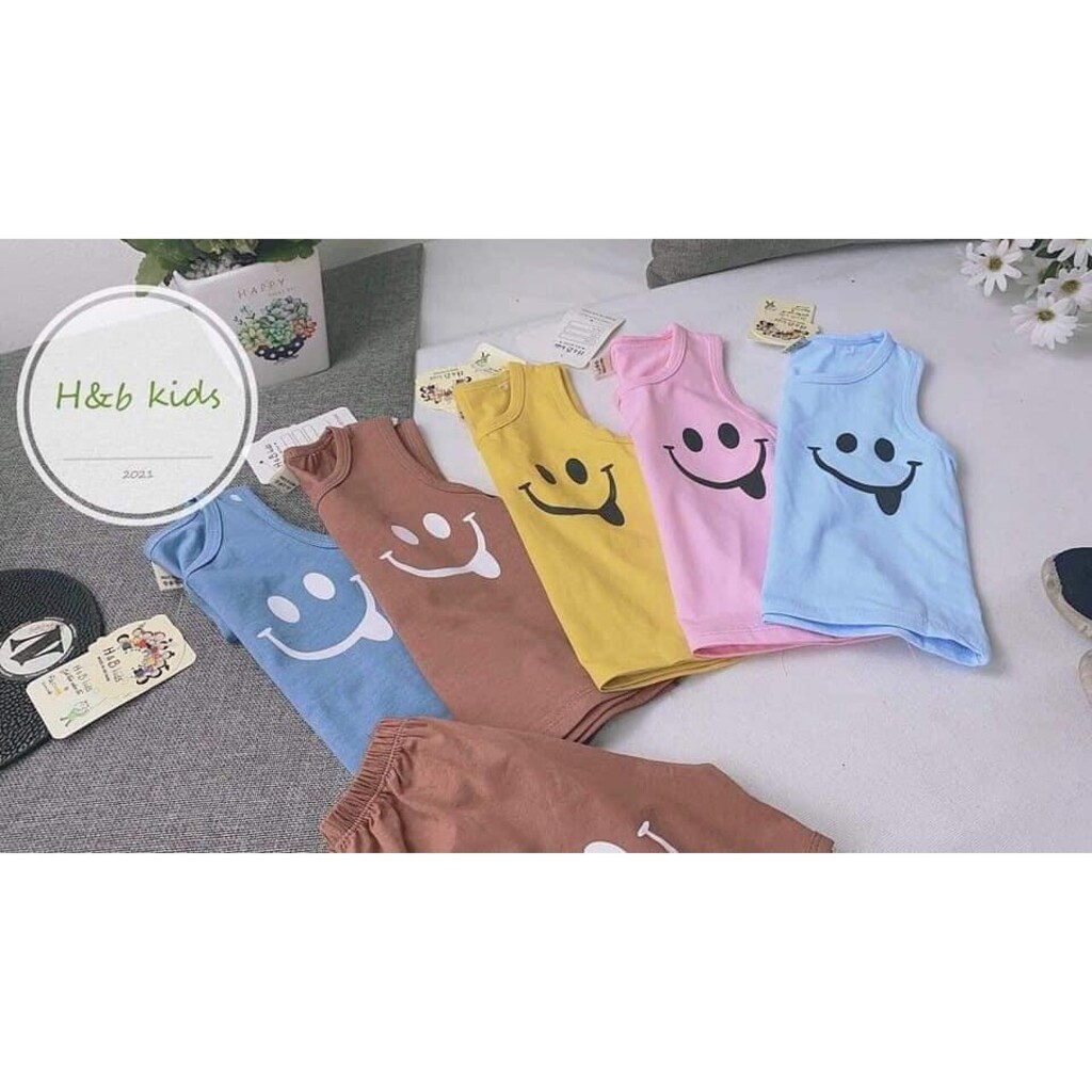 Đồ bộ ba lỗ bé trai và bé gái.Bộ hình mặt cười chất coton cho bé 6-20kg BINBON KIDS