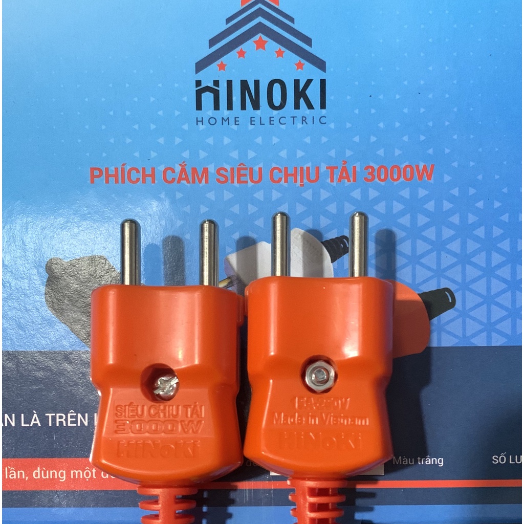 hộp 30 cái Phích cắm điện chịu tải 3000w HINOKI đa năng công suất lớn chống va đập