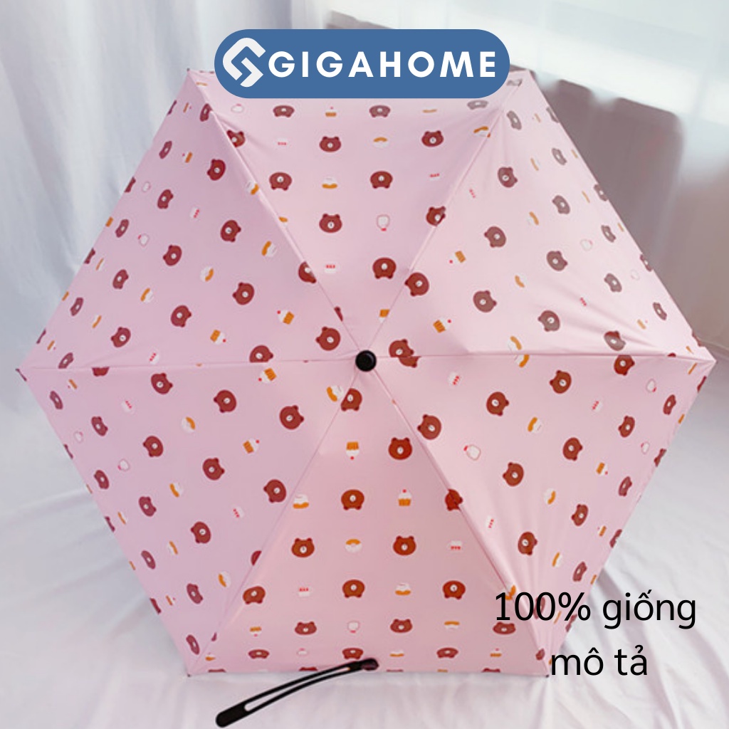 Ô Dù Che Mưa, Đi Nắng Hình Gấu Brown Chống Tia UV GIGAHOME Nhỏ Gọn Dễ Đem Theo 6998