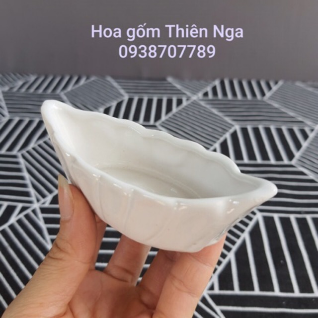 Chậu gốm sứ mini dáng thuyền