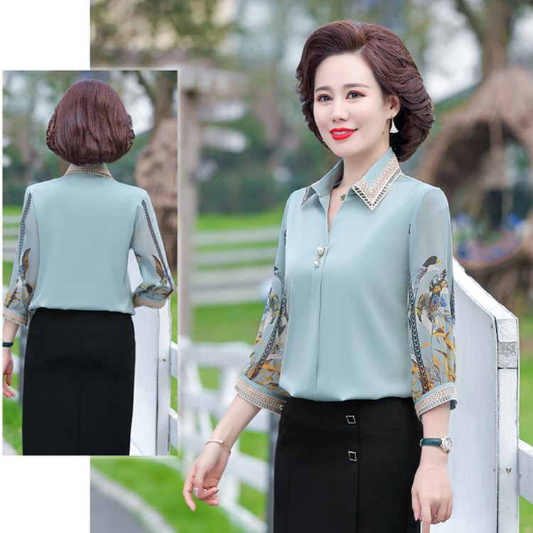 #C6036 AÓ SƠ MI LỤA QUẢNG CHÂU CAO CẤP CHO NGƯỜI TRUNG NIÊN, QUÀ TẶNG Ý NGHĨA CHO MẸ. CHẤT VẢI THOÁNG MÁT, SANG TRỌNG <3 | BigBuy360 - bigbuy360.vn