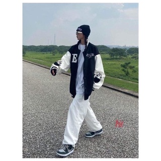 Áo bomber nỉ phối tay trắng E HS