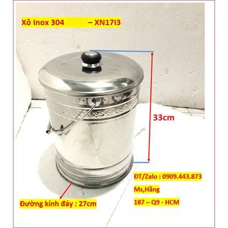 Xô cở đại Inox cao cấp sus 304 Có Nắp - XN17I3