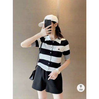 áo len sọc cổ bẻ