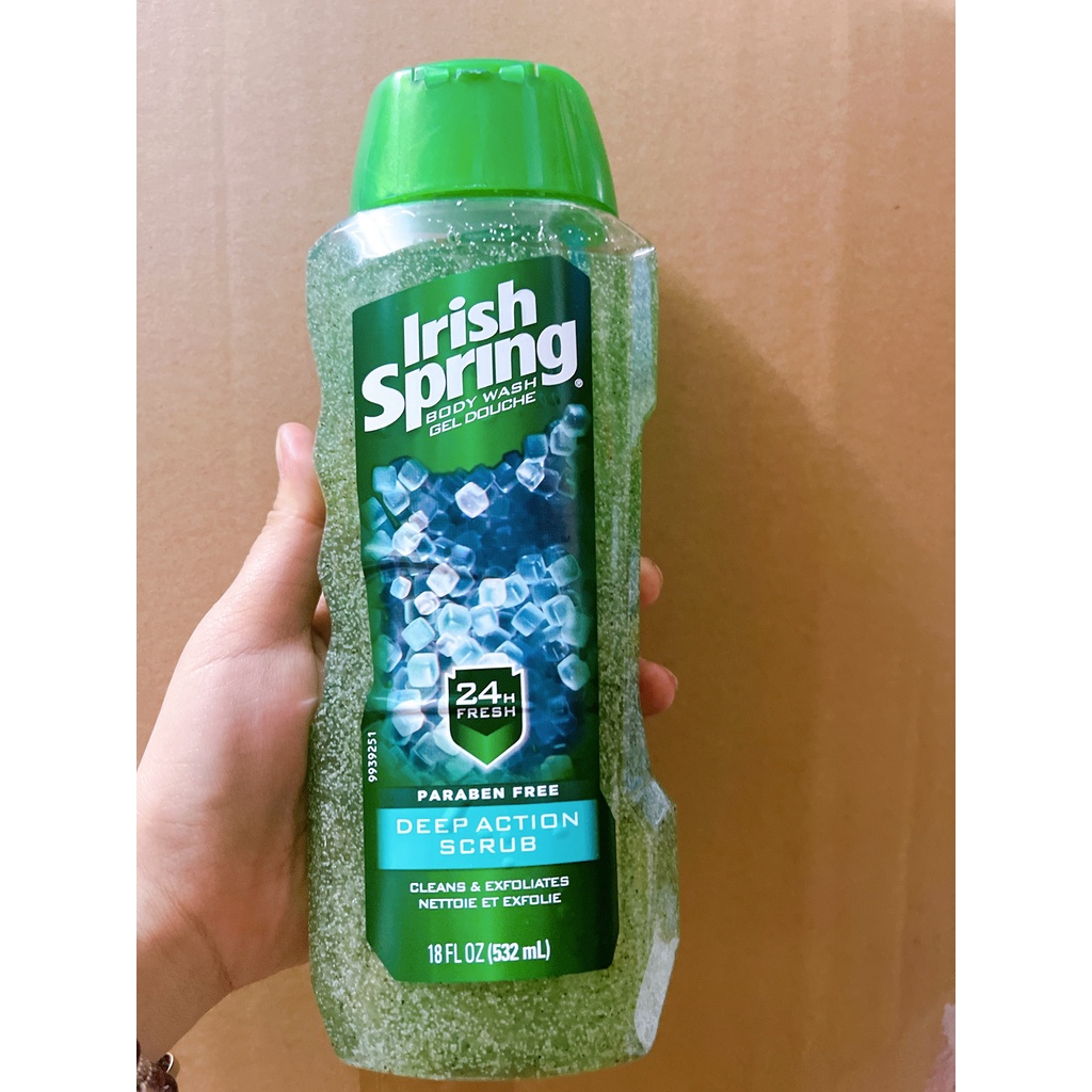 Sữa tắm Irish Spring cho nam loại sạch tế bào chết và khử mùi 532ml Mỹ