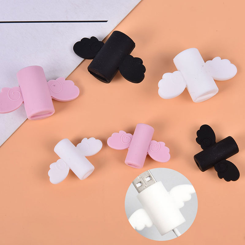 Set 2 Phụ Kiện Bảo Vệ Dây Cáp Hình Cánh Thiên Thần Đáng Yêu