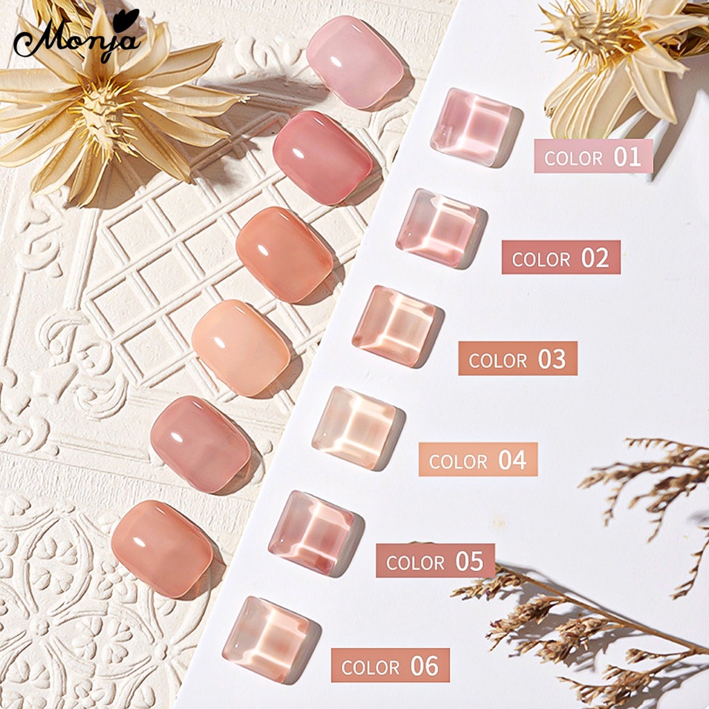 Gel sơn móng tay MONJA DIY 16 màu sắc trơn tùy chọn lấp lánh nhanh khô