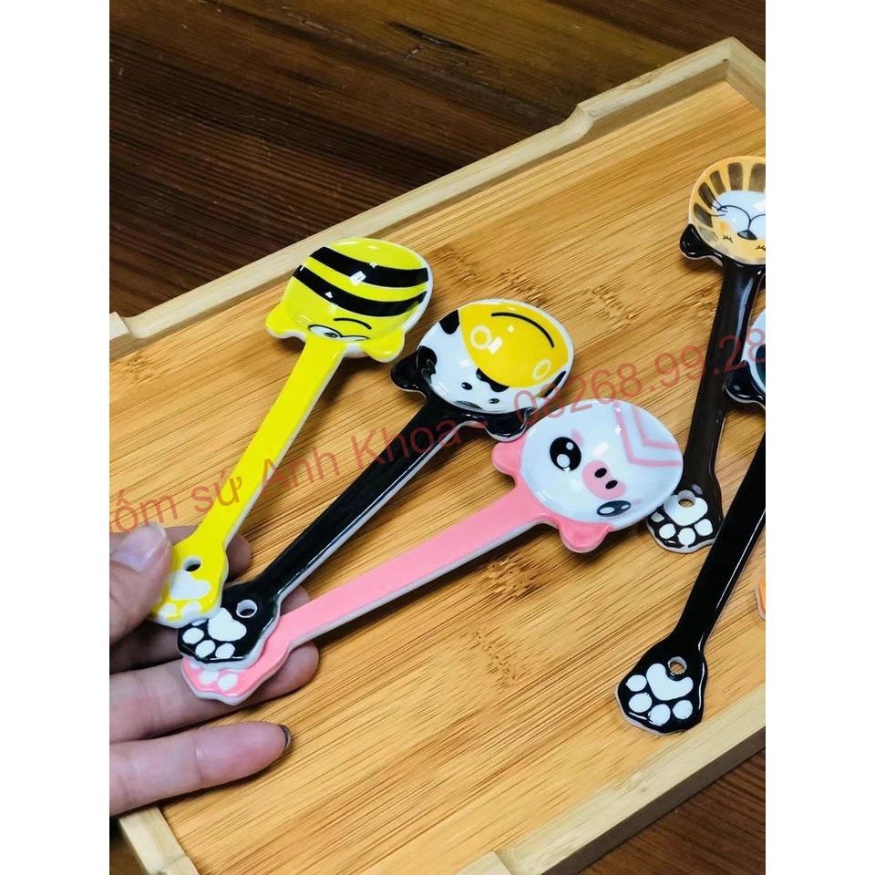 Thìa cơm, muôi canh gốm sứ Bộ bát đĩa decor thìa sứ họa tiết xinh yêu mẫu mới nhất
