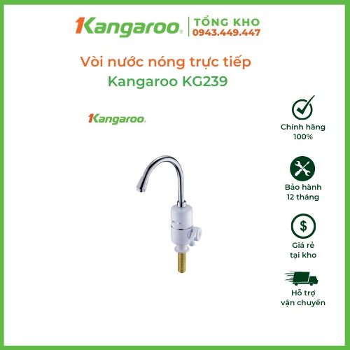 Vòi nước nóng trực tiếp Kangaroo KG239 - Nóng nhanh trong 5 giây - dùng cho chậu rửa, lavabo