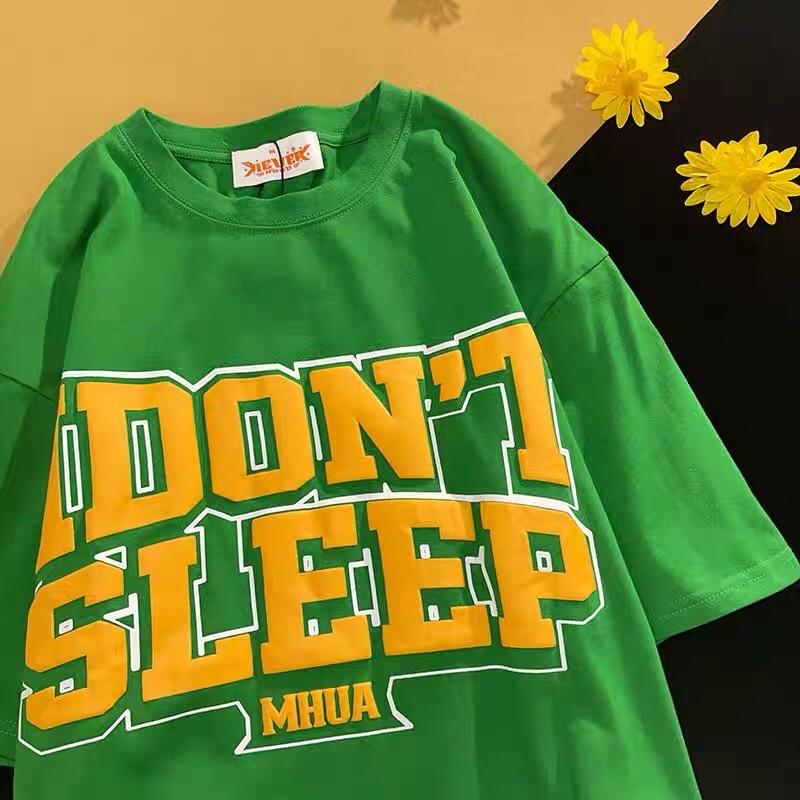 [ Rẻ vô địch ] Áo thun cotton tay lỡ dáng rộng unisex - Dont sleep