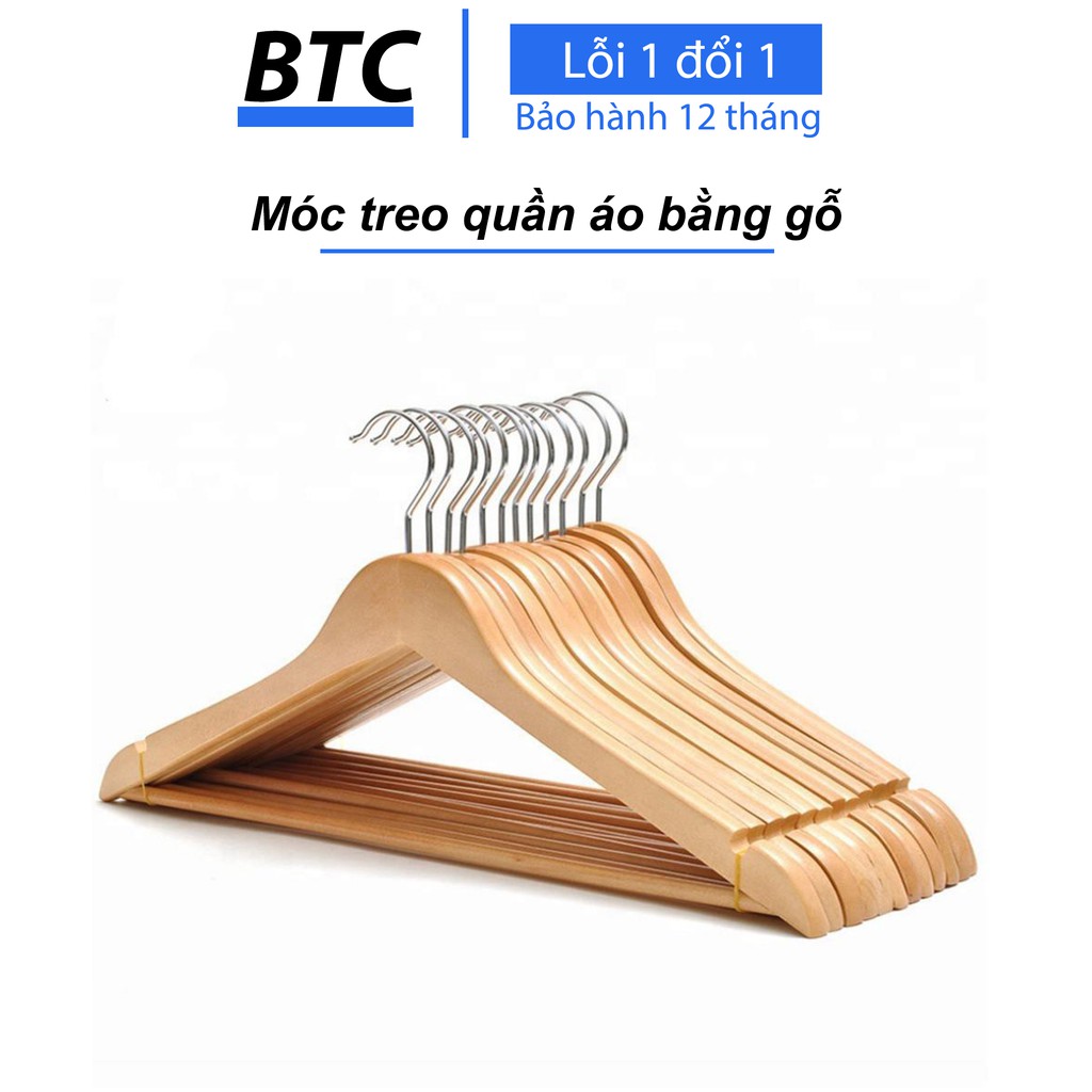 Móc treo quần áo bằng gỗ -Móc gỗ tam giác màu vàng - Móc treo quần áo nam nữ có thanh ngang- Móc treo - Lỗi 1 đổi 1