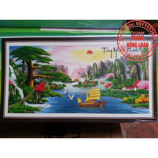 Tranh đính đá tùng nghênh khách H748