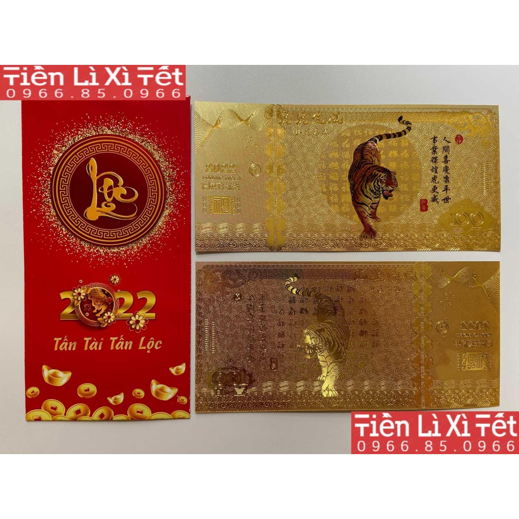 [Lì Xì Tết] Combo 5 tờ macao hổ cọp plastic (M3)  tặng kèm 5 bao lì xì 2022 Nhâm dần