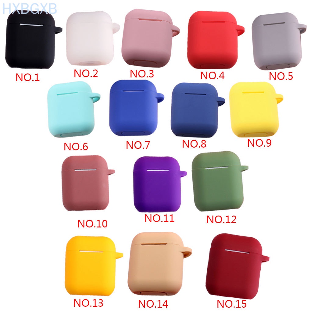 HXBG Earphone Charging Case Protector Anti-lost Silicone Solid Color Design Protective Cover Replacement For AirPods