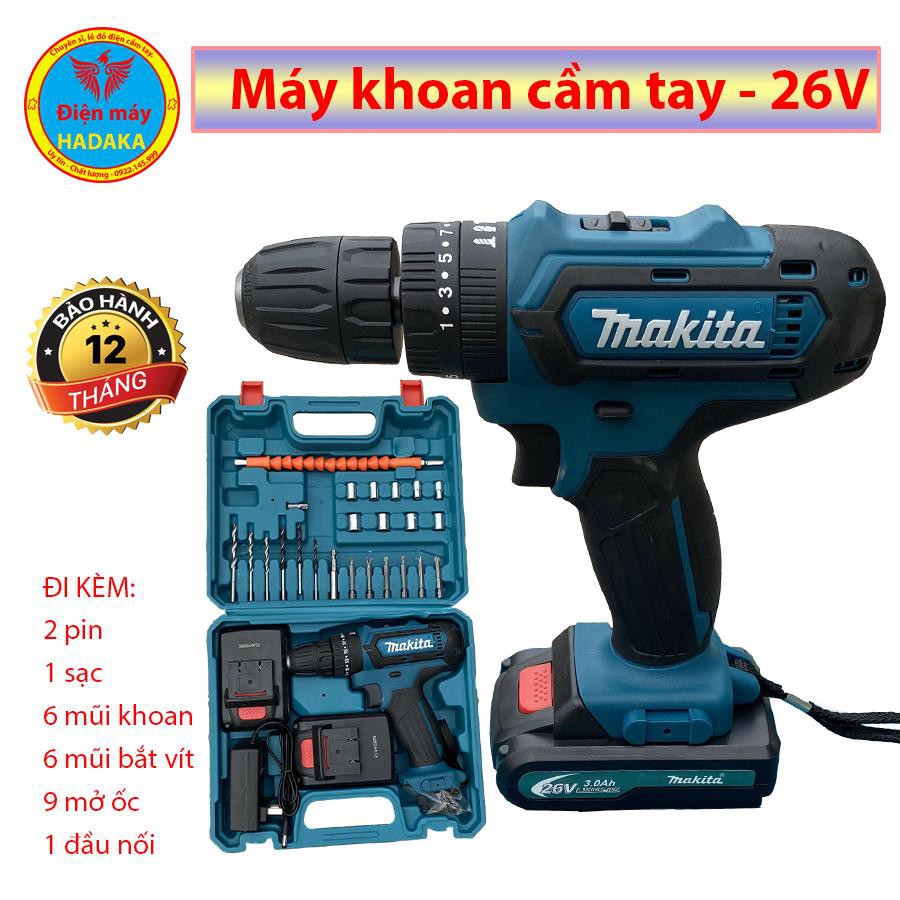 Máy khoan pin 26v makita có búa kèm đồ 2pin