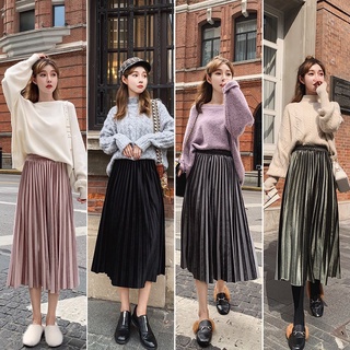CHÂN VÁY XẾP LY NHUNG DÀI QUẢNG CHÂU SIÊU ĐẸP