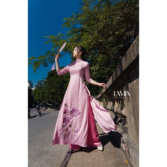áo dài lamia Hồng
