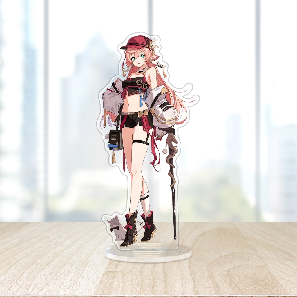 Mô Hình Standee bằng nhựa mica arcrylic in hình Yanfei Genshin impact trang trí bàn học bàn làm việc làm quà tặng