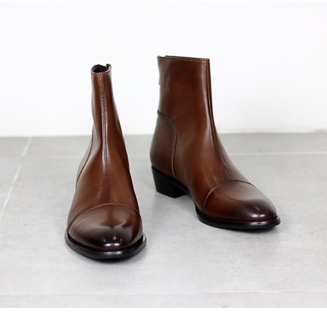 BACK ZIP BOOT REB BROWN- GIÀY NAM CAO CỔ KÉO KHOÁ DA THẬT