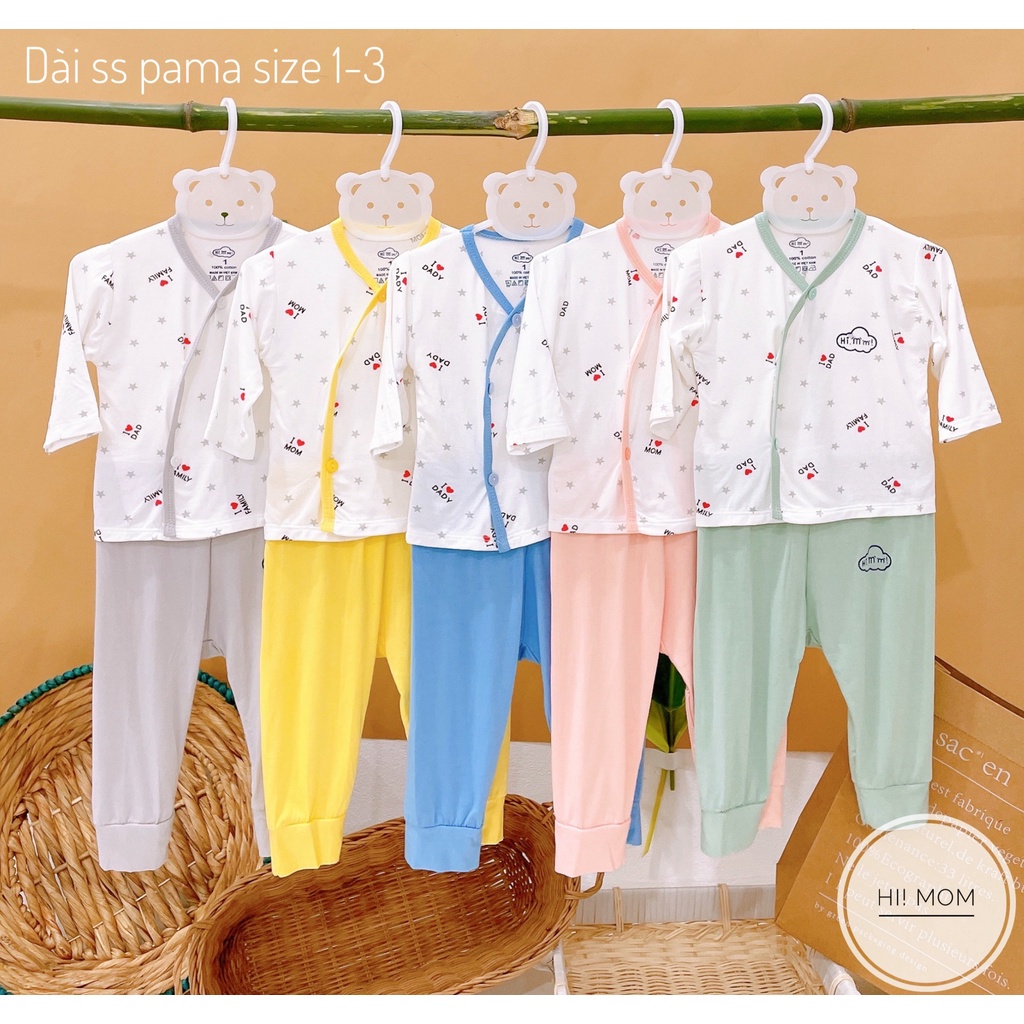 Đồ bộ sơ sinh dài tay thun lạnh Avarlew/Hi mom cho bé trai bé gái từ 0-9 kg
