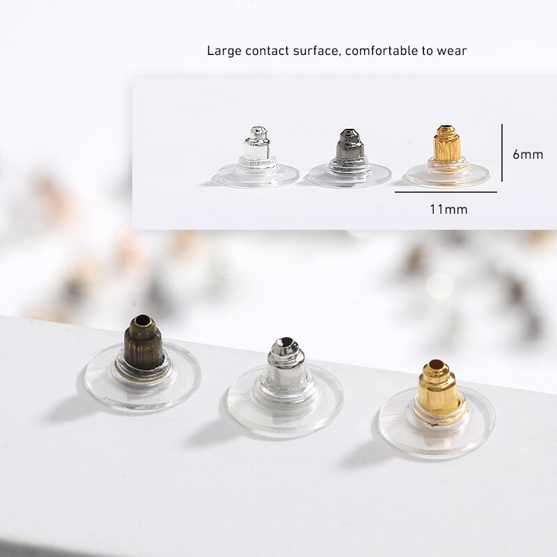 Set 100 / 200 / 300 Móc Làm Khuyên Tai 11x6MM Bằng Silicon Cao Su Diy