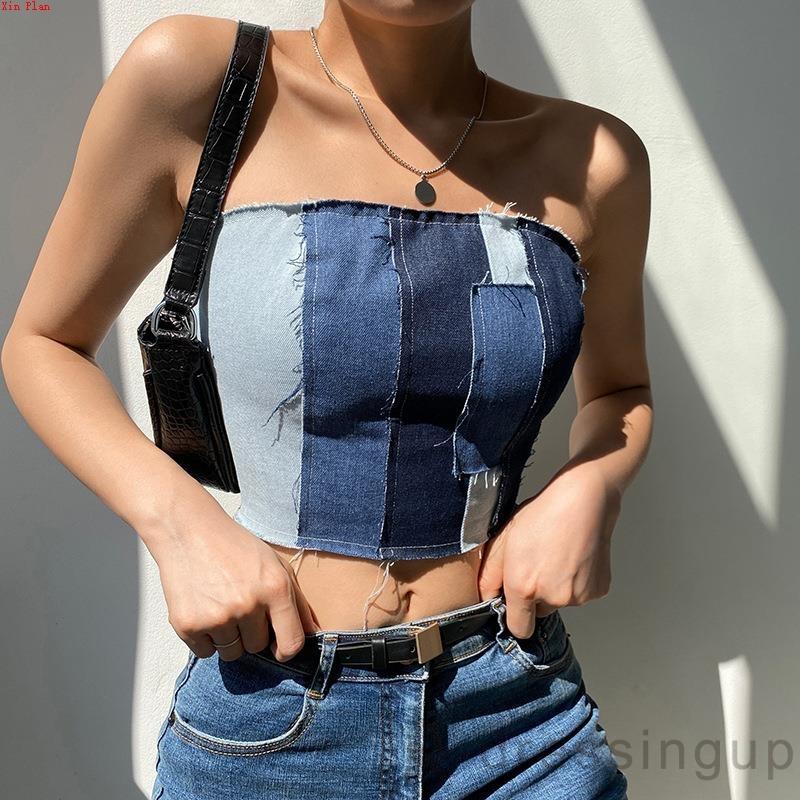 Áo denim hở lưng thời trang quyến rũ dành cho nữ