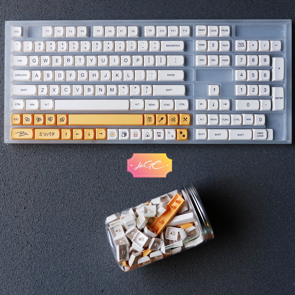 Keycap Honey &amp; Milk US 140 nút bàn phím cơ Thick PBT dày 1.5MM XDA cao 9.5MM