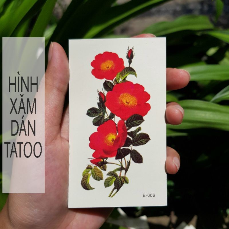 Hình xăm tatoo hoa e06. Xăm dán tatoo mini tạm thời, size &lt;10x6cm