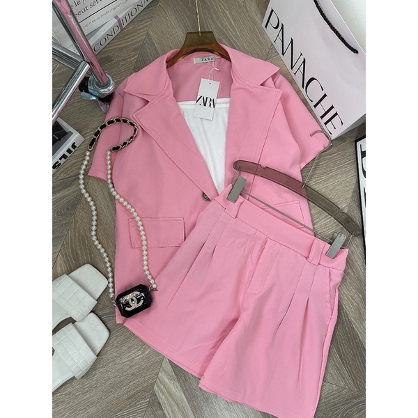 [ 𝐅𝐑𝐄𝐄 𝐒𝐇𝐈𝐏 ]  SÉT VEST HỒNG QUẦN SOOC 3 MÓN