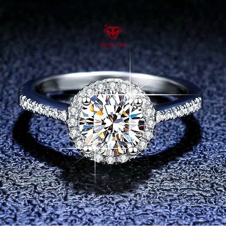 Nhẫn nữ bạc 925 mặt tròn nạm đá 7ly,Nhẫn bạc nữ ổ đá tròn bạc Ý 925-Minh Tâm Jewelry