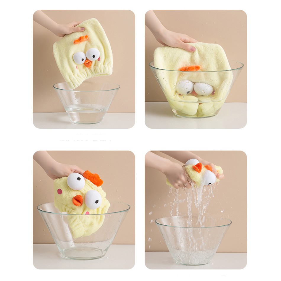 Khăn Trùm Ủ Tóc Nhanh Khô Vịt Môi Trề Siêu Cute - Dumi Shop
