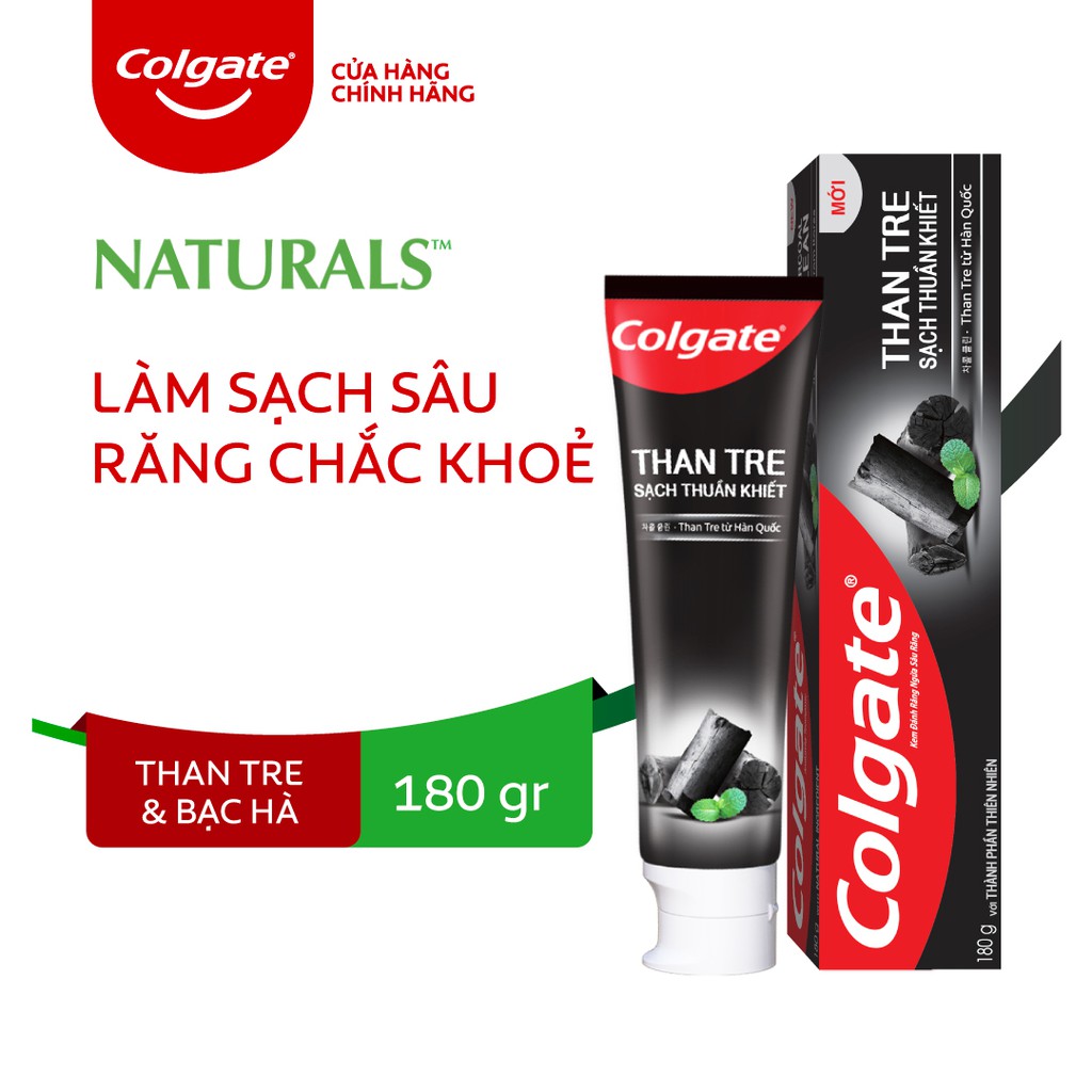 Kem đánh răng Colgate Thiên Nhiên Trà Xanh, Than Tre, Tảo biển và Muối hồng Himalaya 180g