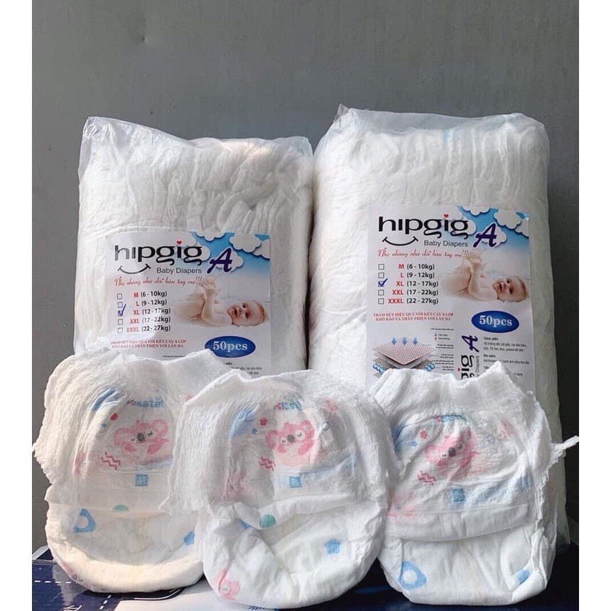 COMBO 50 - 100 Miếng Bỉm Quần LOAI 1  HIPGIG A Phiên Bản Nâng Cấp Đủ Size S/M/L/XL/2XL/3XL
