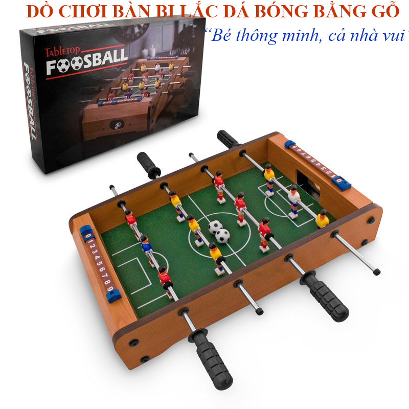 Bàn Bi Lắc Mini- Bóng Đá Bi Lắc Trẻ Em Chính Hãng - Bàn Bóng Đá Table Top Foosball (Gỗ)- 4 Hàng Cầu Thủ