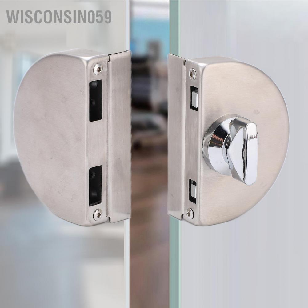 Wisconsin059 Glass Door Lock 97x65mm Split Type Brushed Polished Surface Replacement for 10‑12mm Thickness