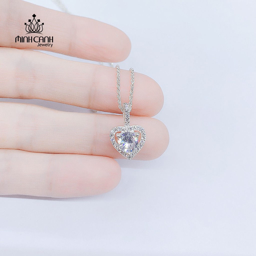 Vòng Cổ Bạc Nữ Trái Tim Đính Đá Lấp Lánh - Minh Canh Jewelry