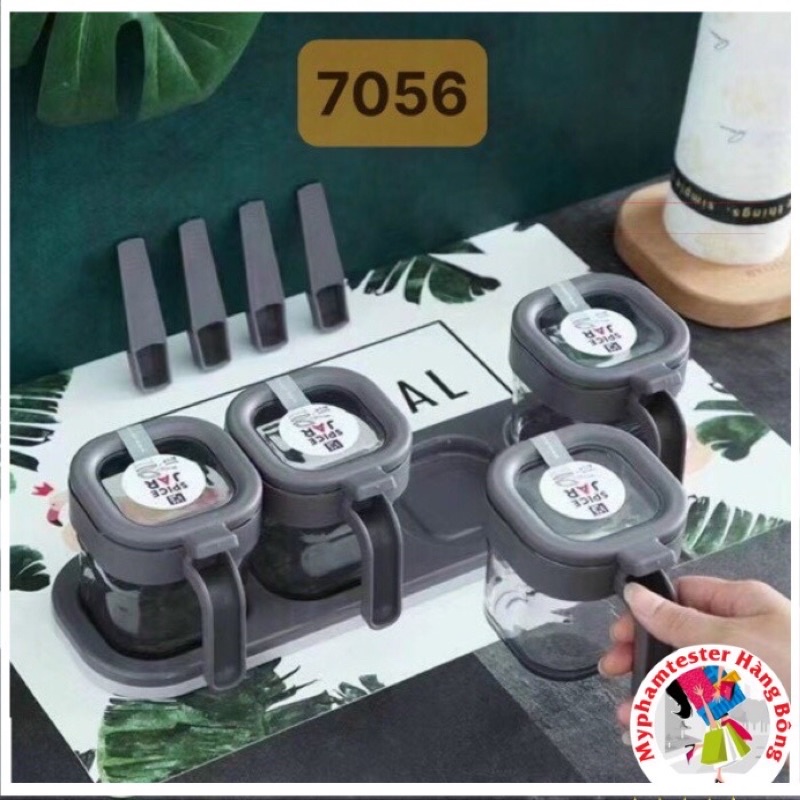 Bộ đựng gia vị nhà bếp bằng nhựa 2 hũ, 3 hũ, 4 hũ