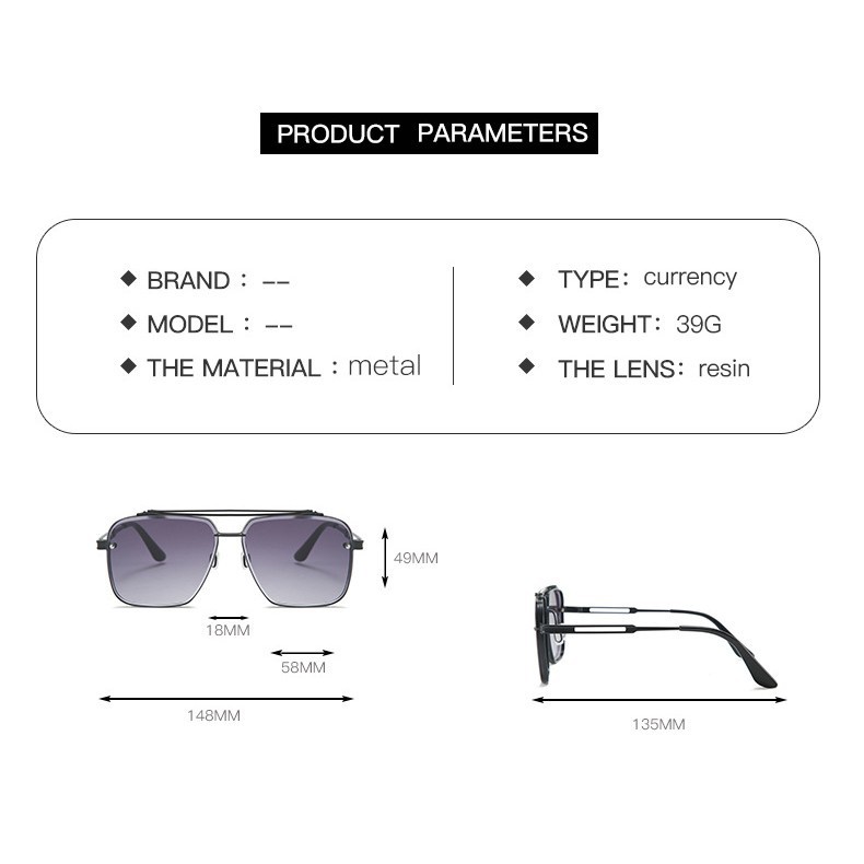 Kính Mát Gọng Vuông Viền Kim Loại Chất Lượng Cao Thời Trang Cho Nam If1P | BigBuy360 - bigbuy360.vn