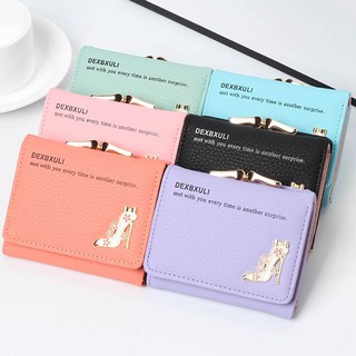 Ví tiền da 3 cánh gấp nhỏ xinh phong cách Hàn Quốc thanh lịch cho nữ