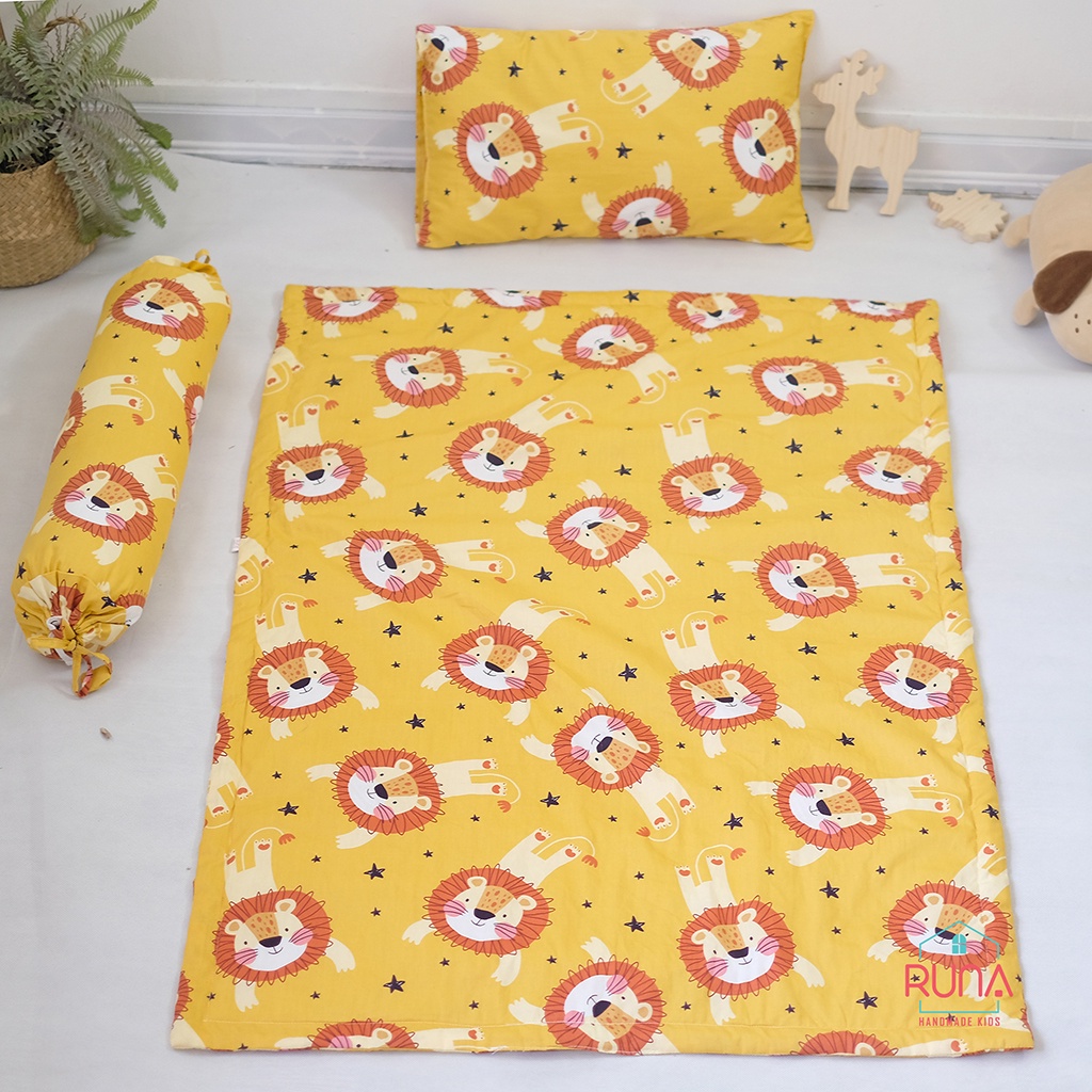 Combo chăn gối đi học cho bé Mẫu Giáo Runa Kids chất liệu cotton Hàn 100% cao cấp thoáng mát an toàn cho làn da của bé