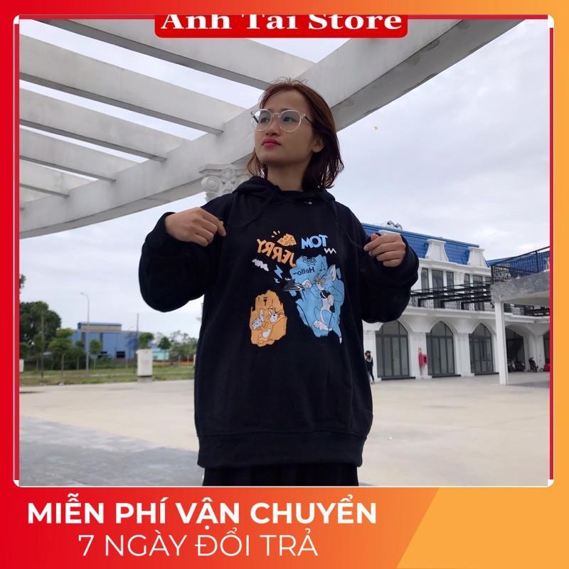 Áo nỉ hoodie nam nữ in hình mèo tom and jerly fom unisex oversize đến 67kg có nũ  phong cách Hàn Quốc TA 443