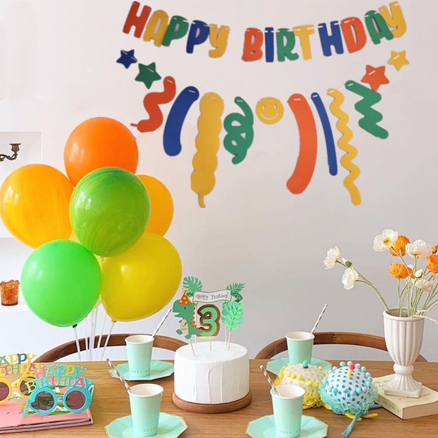 Bộ dây chữ HAPPY BIRTHDAY nỉ kèm chùm họa tiết vui nhộn