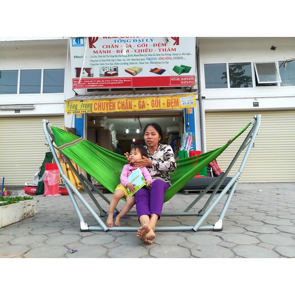 Võng xếp sơn bóng phi 32 size người lớn giá buôn bảo hành 1năm bao gồm lưới cán thép(tặng kèm màn chụp võng)