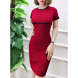 Đầm len body sọc viền