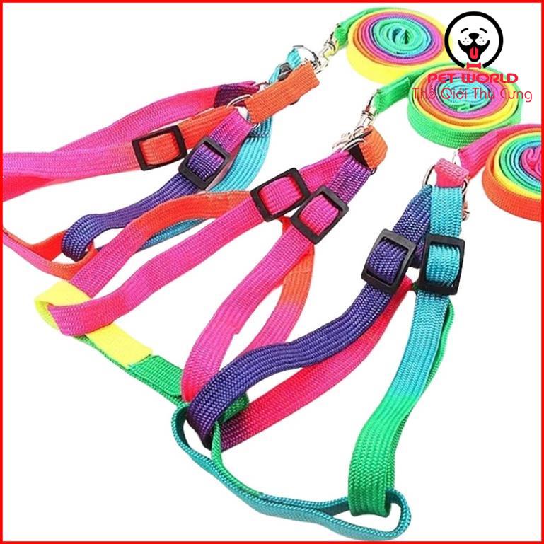 Dây Dắt Đai Người Cầu Vồng Cho Chó Mèo Dưới 5kg