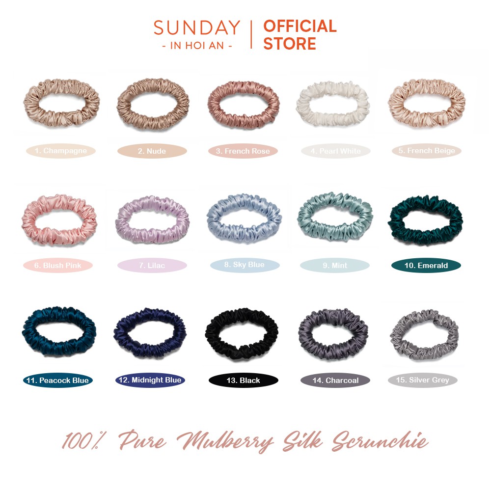 Buộc Tóc Lụa Cao Cấp Mulberry 100% Ngăn Ngừa Xơ Rối Tóc - Size S | Mulberry Silk Hair Scrunchie Size S - SUNDAY